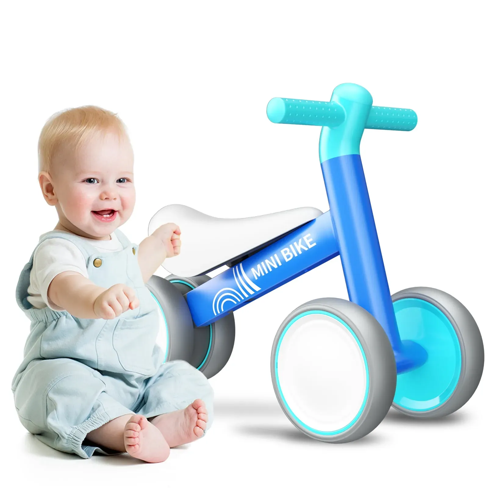 Baby Balance Bike for 1 Year Old Boys Girls 12-24 Month Toddler Balance Bike, 4 Wheels Pre-School (2-Pack)